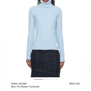 Marc Jacobs Ribbed Turtle Neck Sweater in Baby Blue